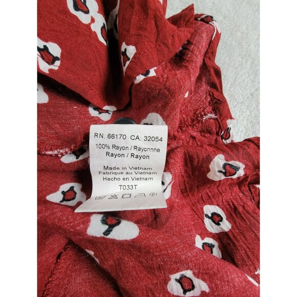 11 1 Tylho Women's Lakin Poppy Floral Button Front Peplum Tunic Top Red Medium - Picture 5 of 9